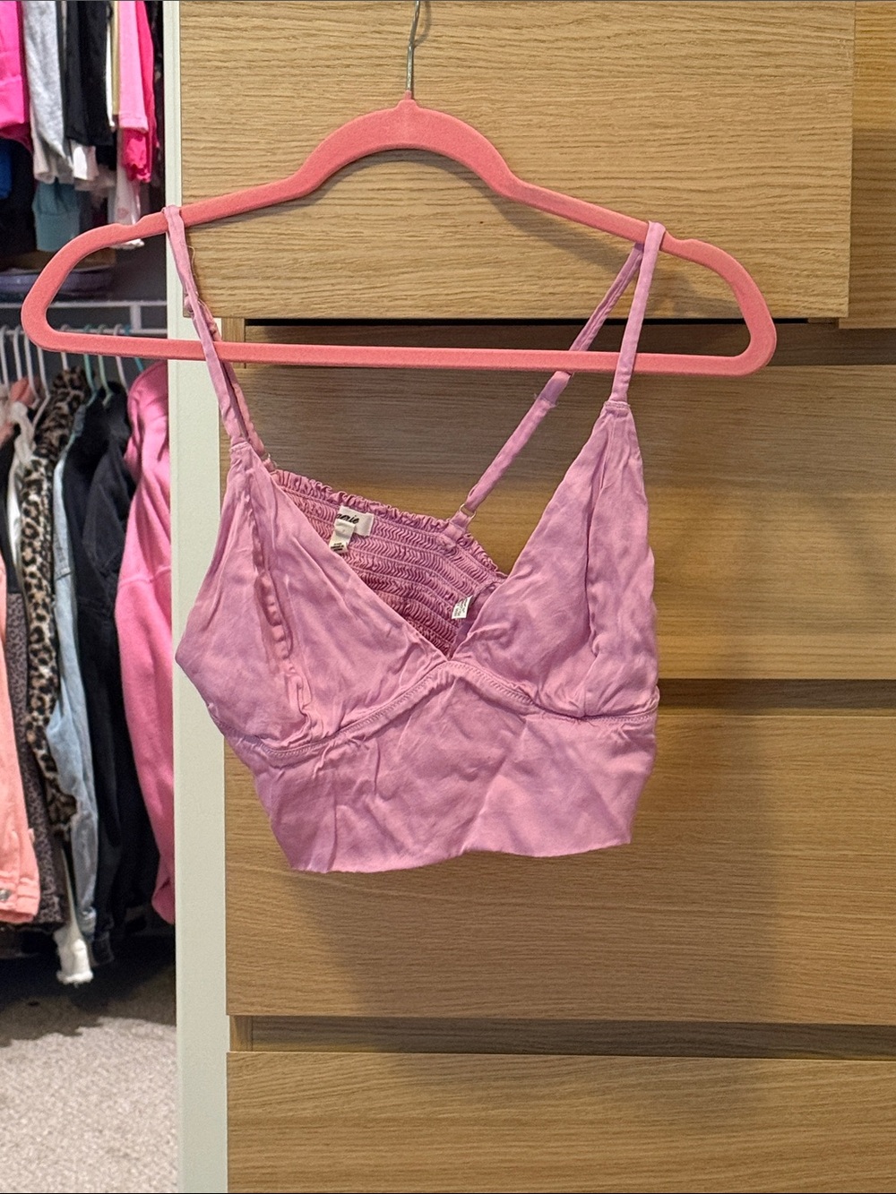 aerie Lilac Smocked Cropped Cami